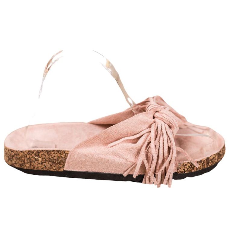 Bestelle Pantofole In Pelle Scamosciata Con Frange rosa