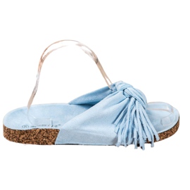 Bestelle Pantofole In Pelle Scamosciata Con Frange blu
