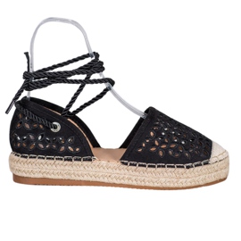 Bella Star Espadrillas legate sulla piattaforma nero
