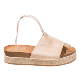 Renda Pantofole in pelle scamosciata sulla piattaforma marrone