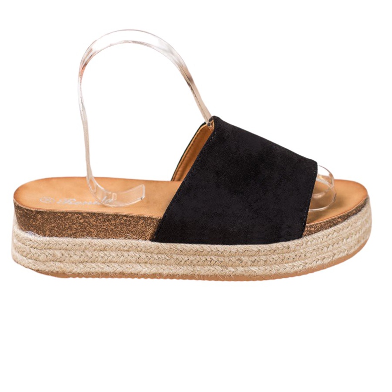 Renda Pantofole in pelle scamosciata sulla piattaforma nero
