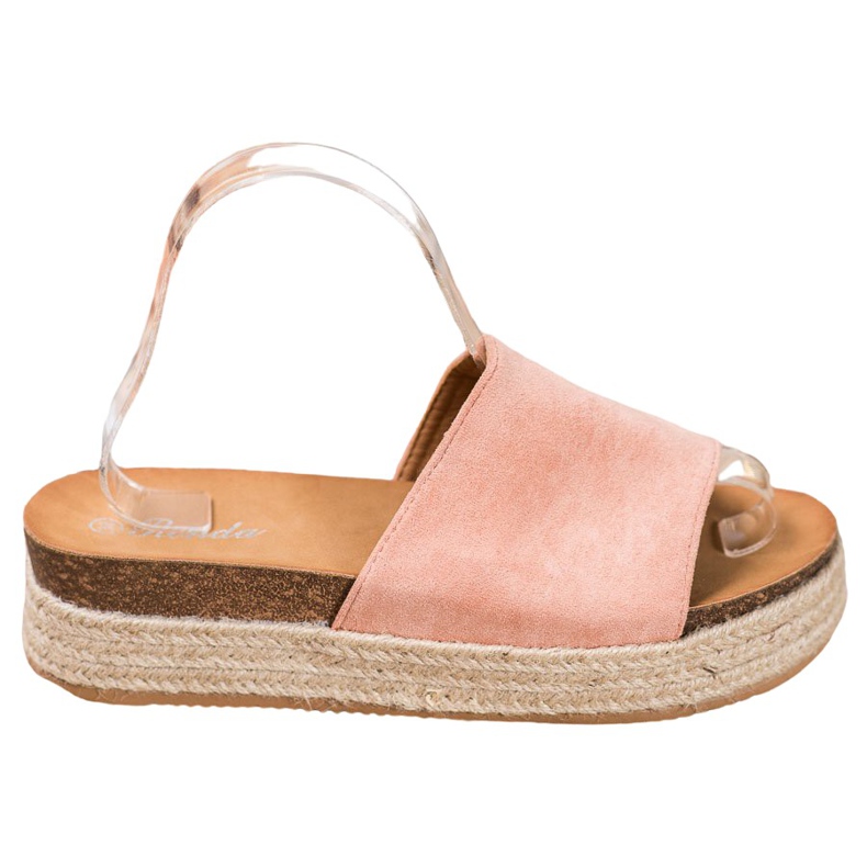 Renda Pantofole in pelle scamosciata sulla piattaforma rosa