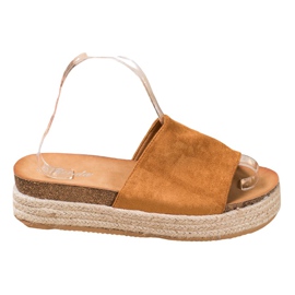 Renda Pantofole in pelle scamosciata sulla piattaforma marrone