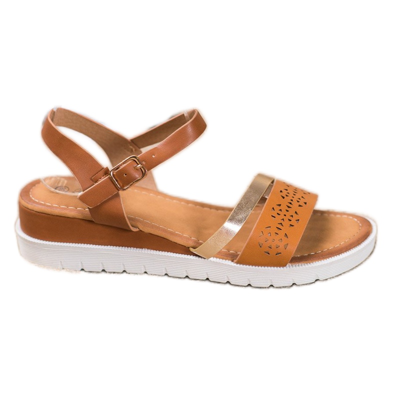 Renda Sandali Con Zeppa Con Ecopelle marrone