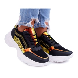 Scarpe sportive da donna con suola spessa nere Lavish nero giallo