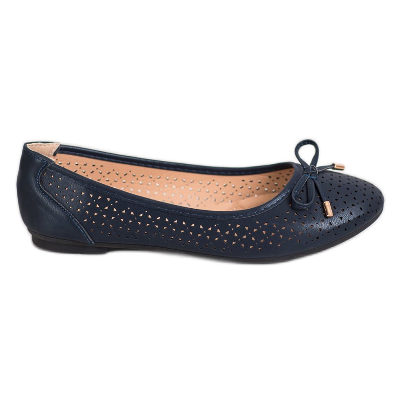 SHELOVET Ballerina Traforata Con Ecopelle blu navy