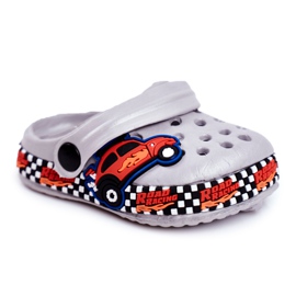 Giolan Pantofole in schiuma per bambini Kroks Grey Road Racing rosso arancia grigio