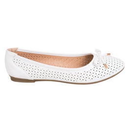SHELOVET Ballerina Traforata Con Ecopelle bianco