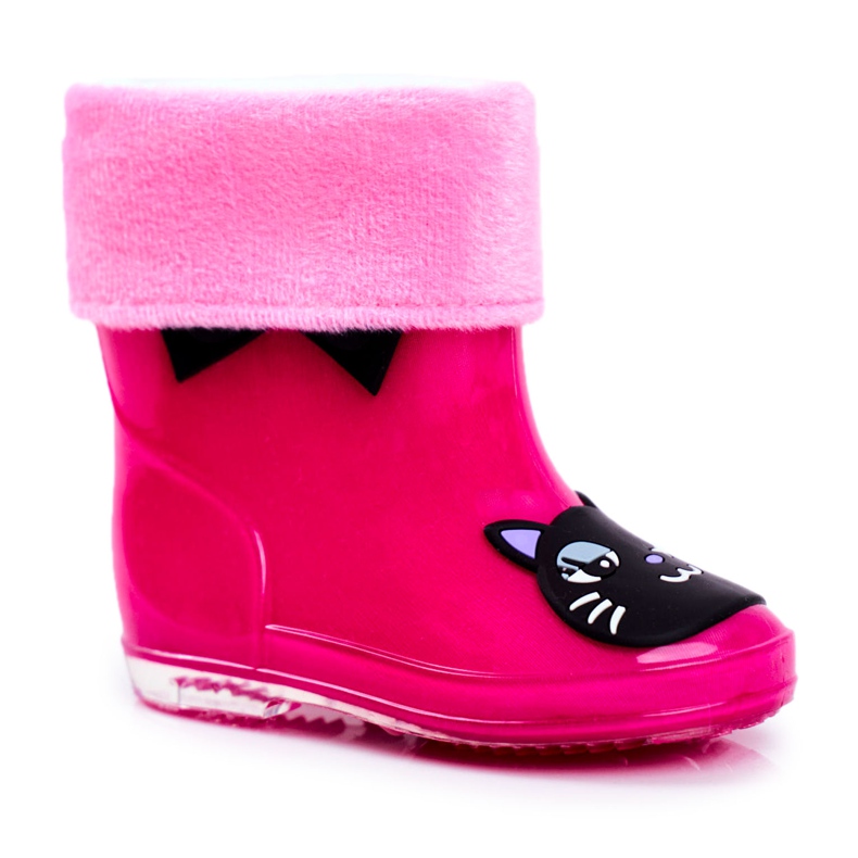 Stivali da pioggia in gomma per bambini Pink Cat nero rosa
