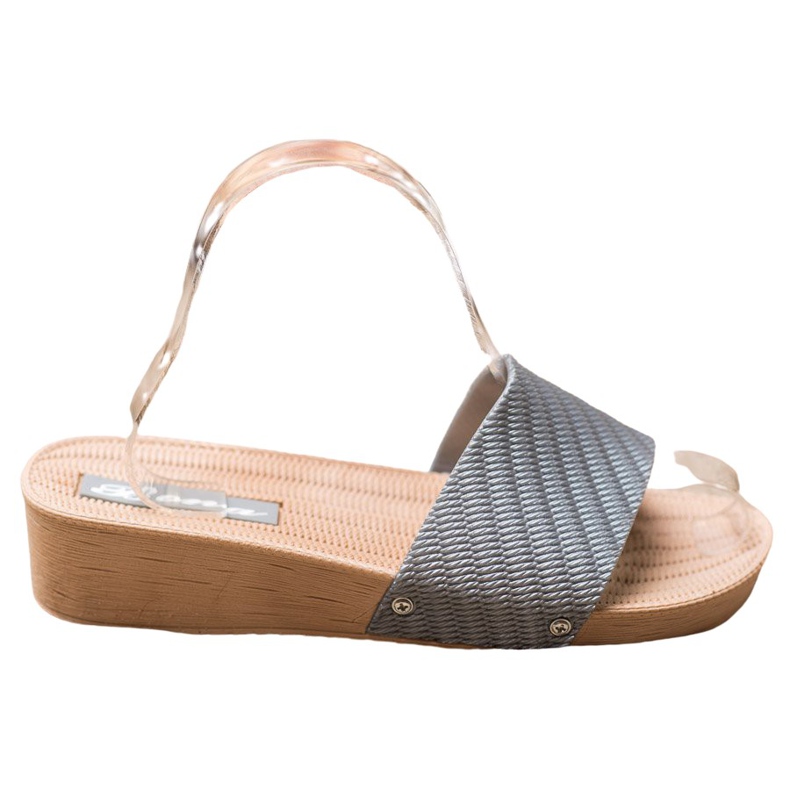 Bona Pantofole con zeppa alla moda grigio