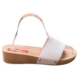 Bona Pantofole con zeppa alla moda bianca