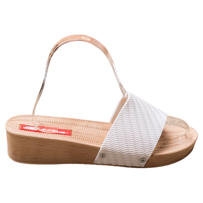 Bona Pantofole con zeppa alla moda bianca