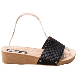 Bona Pantofole con zeppa alla moda nero