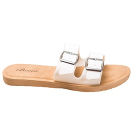 Bona Pantofole Classiche Con Fibbia bianco