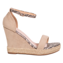Goodin Sandali con zeppa in pelle scamosciata beige