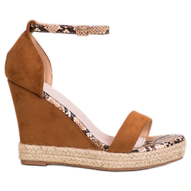 Goodin Sandali con zeppa in pelle scamosciata marrone
