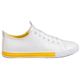 SHELOVET Sneakers Con Ecopelle Nice bianco giallo