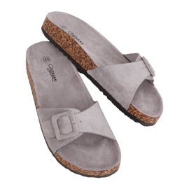Grigio G-5026 Pantofole grigie con suola in sughero