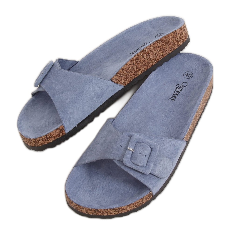 Blu G-5026 Pantofole con suola in sughero blu