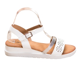 Renda Sandali Con Zeppa Con Ecopelle bianco