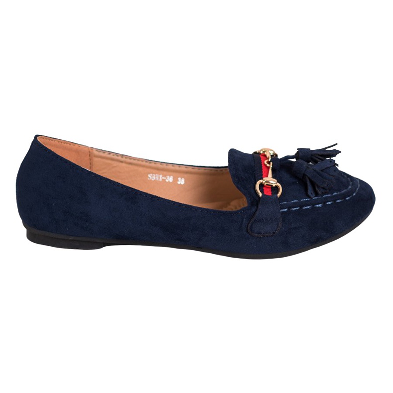 SHELOVET Mocassini blu navy con frange