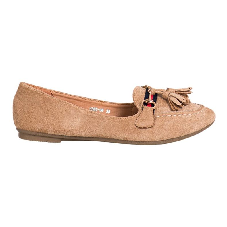 SHELOVET Mocassini Beige Con Frange