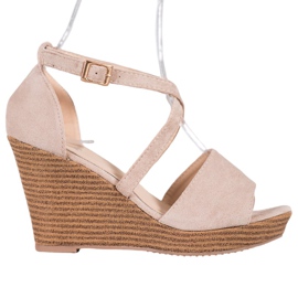 Small Swan Zeppe in camoscio beige