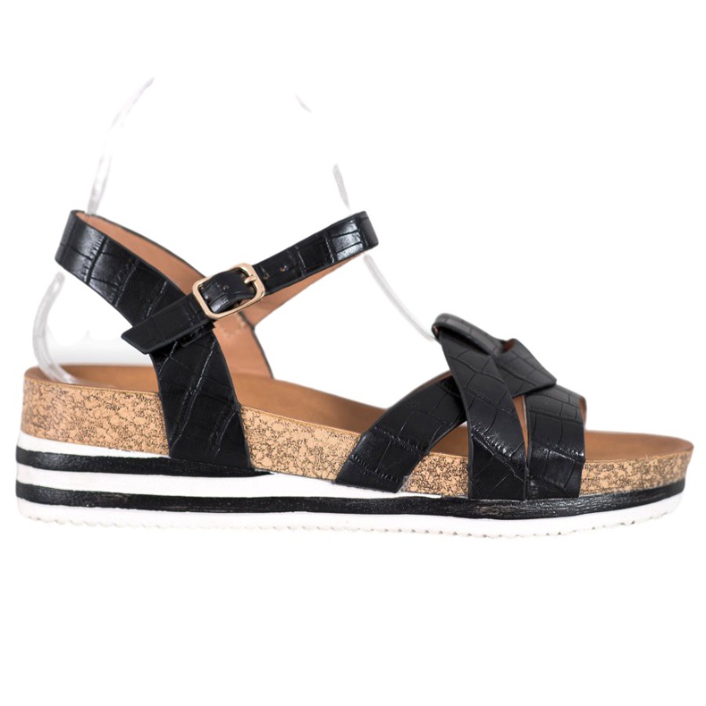 Comer Sandali Neri Con Ecopelle nero