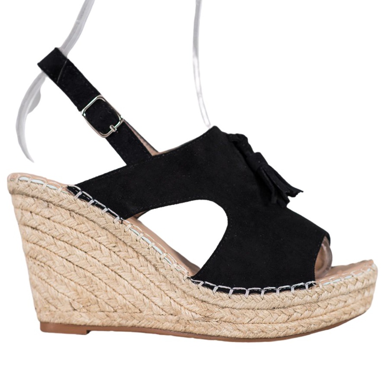 Small Swan Sandali costruiti con frange nero
