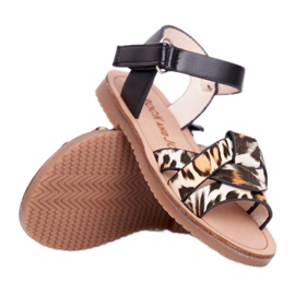 FRROCK Sandali da bambino con velcro Panterka Mimi marrone nero arancia