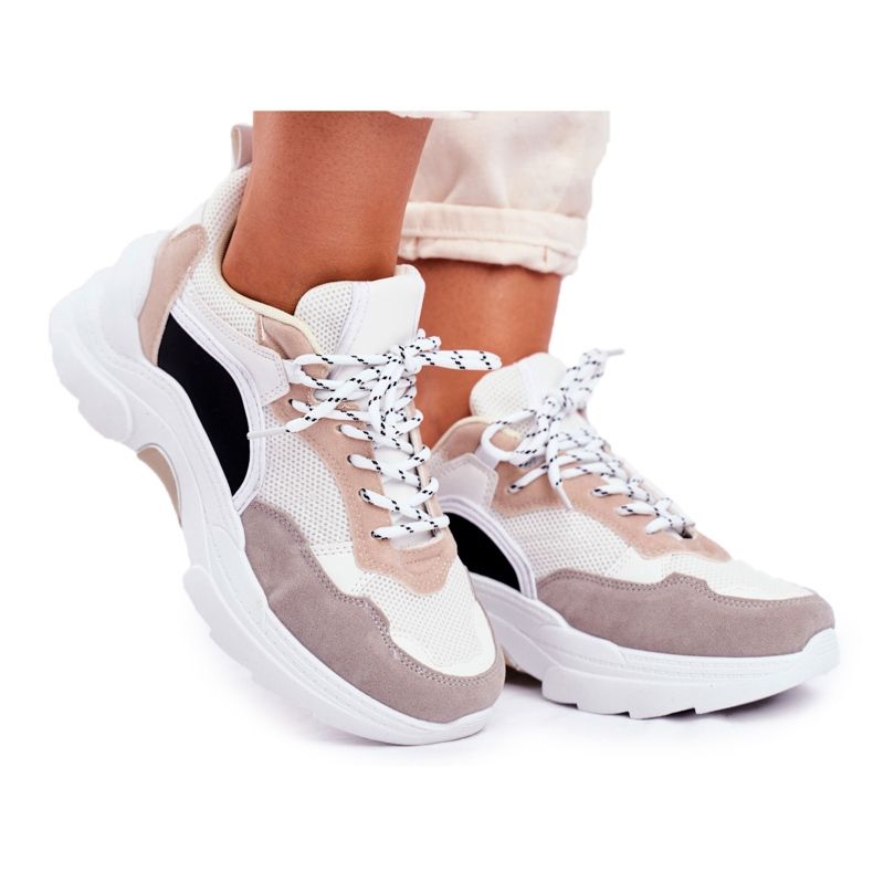 PS1 Scarpe Sportive da Donna Sneakers Bianche e Beige Mindanao bianca