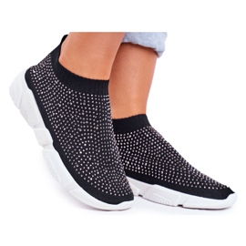 PS1 Scarpe Sportive Slip-On da donna Nere con Cubic Zirconia Milodin nero