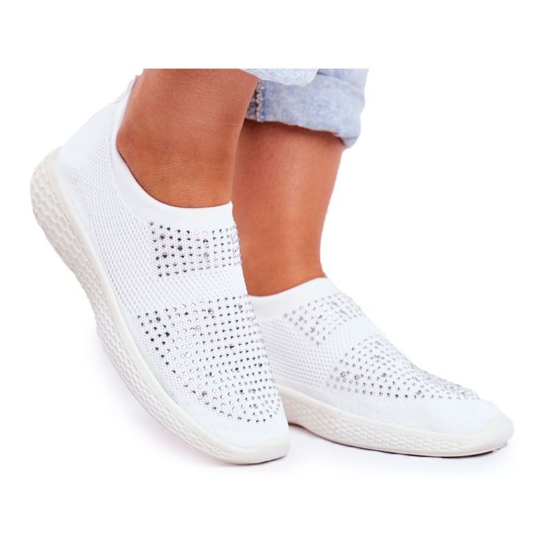 PS1 Scarpe Sportive Slip-On da Donna Bianche con Sidonim Cubic Zirconia bianca