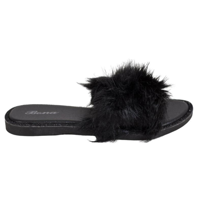Bona Pantofole Alla Moda Con Pelliccia nero