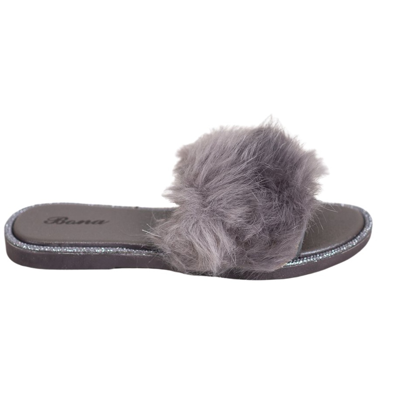 Bona Pantofole Alla Moda Con Pelliccia grigio