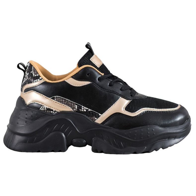 SHELOVET Sneakers Nere Con Inserti Dorati nero giallo