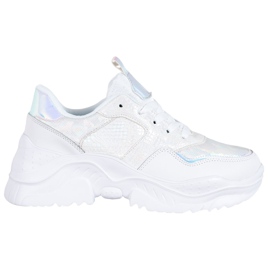 SHELOVET Sneakers in ecopelle bianco grigio