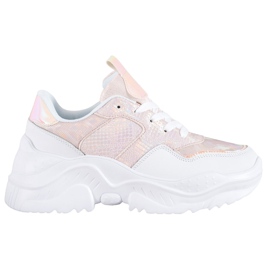 SHELOVET Sneakers in ecopelle bianco multicolore rosa