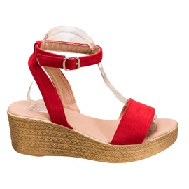 Renda Sandali con zeppa leggera rosso