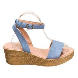 Renda Sandali con zeppa leggera blu