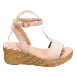 Renda Sandali con zeppa leggera marrone