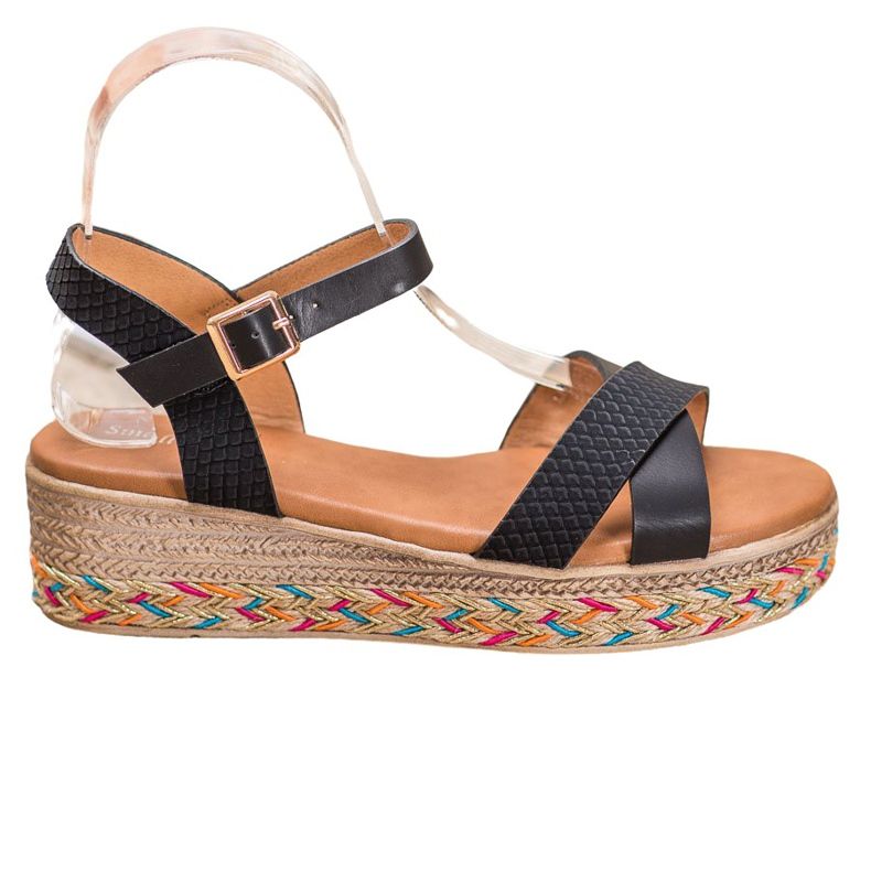 Small Swan Sandali alla moda con ecopelle nero