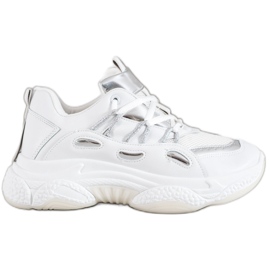 SHELOVET Sneakers in ecopelle bianche bianco grigio