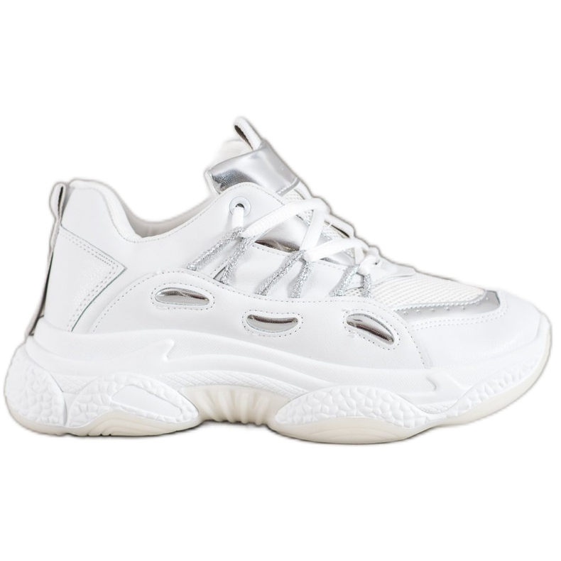 SHELOVET Sneakers in ecopelle bianche bianca grigio