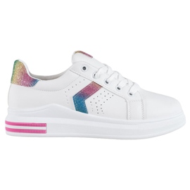 SHELOVET Sneakers Con Inserti Glitter bianca multicolore