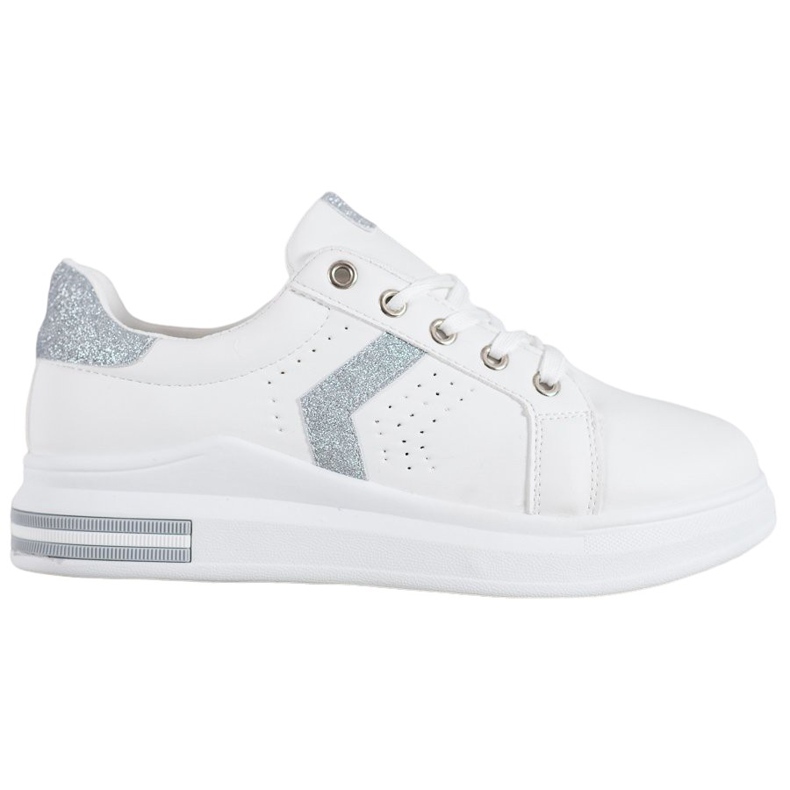 SHELOVET Sneakers Con Inserti Glitter bianca grigio