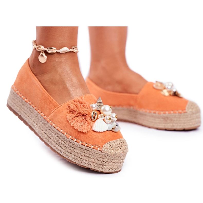 PS1 Espadrillas da donna sulla piattaforma di lino arancione di Denver arancia