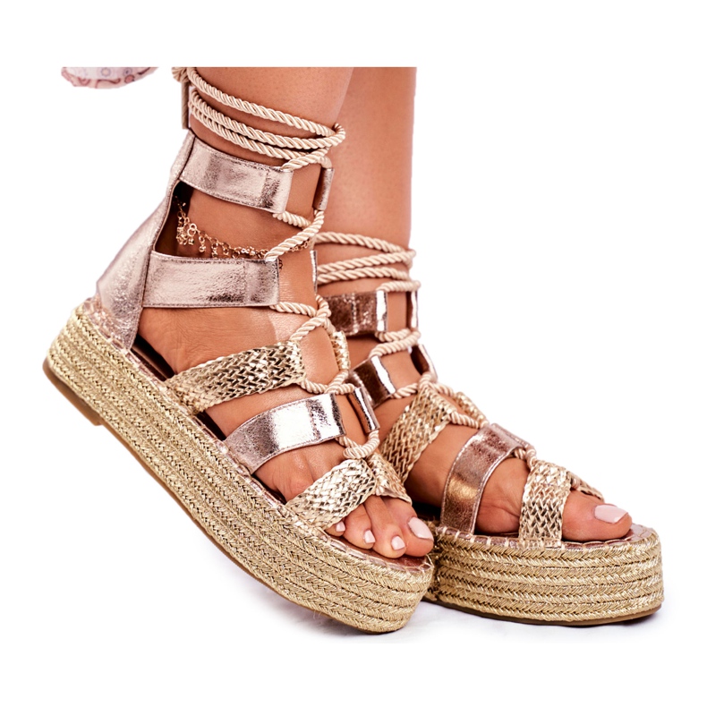 PS1 Sandali Da Donna Sulle Espadrillas Piattaforma Eromica Dorata d'oro