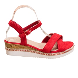 Small Swan Sandali con zeppa con glitter rosso
