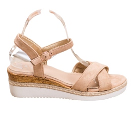 Small Swan Sandali con zeppa con glitter marrone